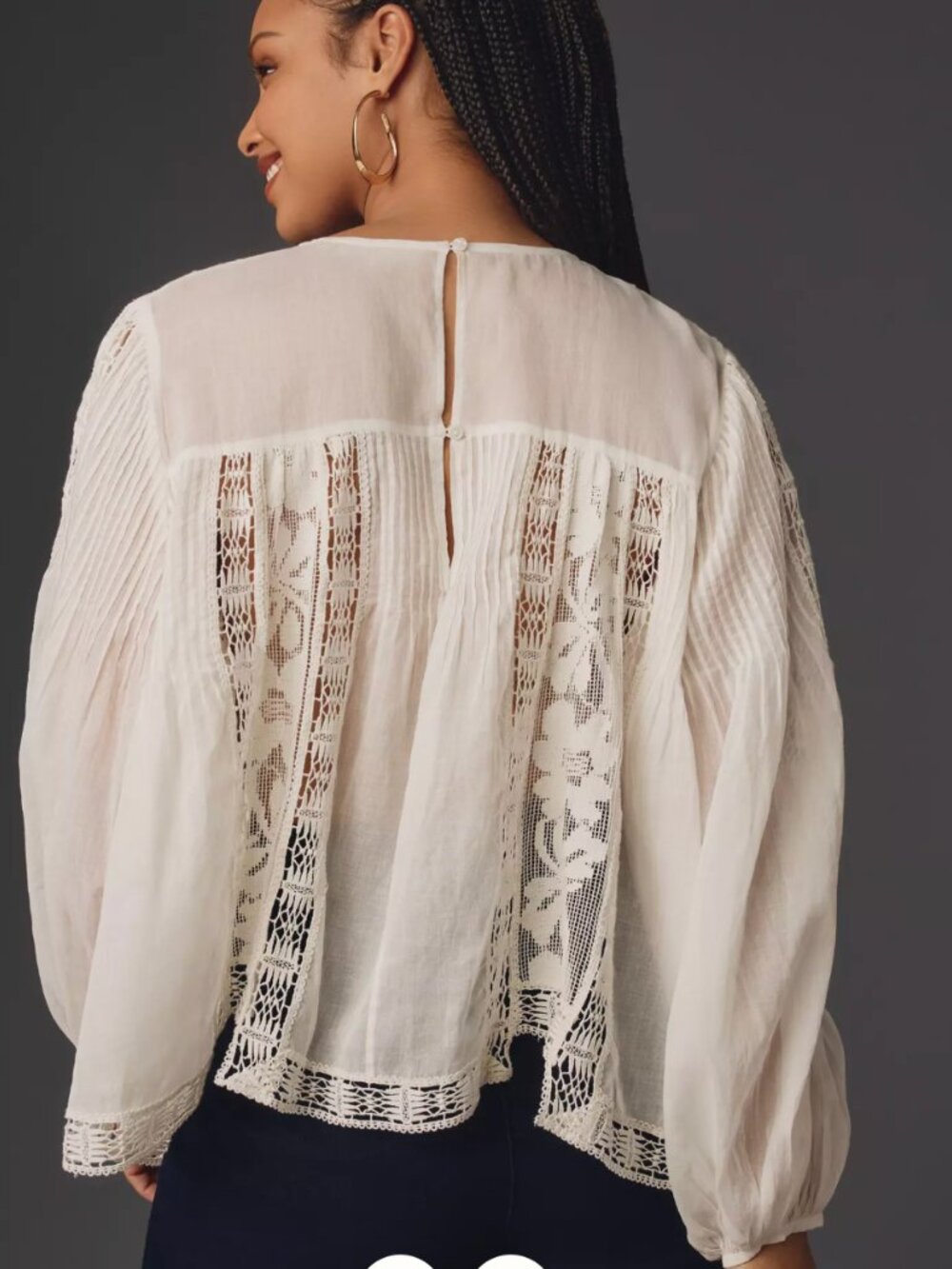 Forever That Girl Top Sm White Sheer Lace Crochet Boho Western Peasant Romantic - Picture 11 of 11
